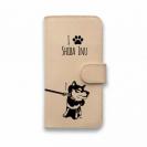 【手帳型】本革　イヤイヤ柴犬【黒柴】(wakat)