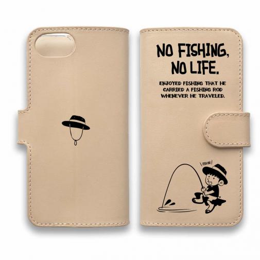 【手帳型】【釣りざんまい】本革 釣りを楽しむ少年