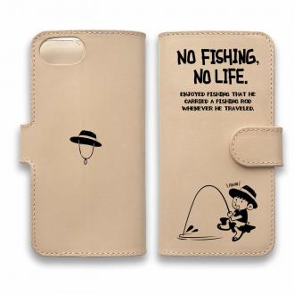 【手帳型】【釣りざんまい】本革 釣りを楽しむ少年