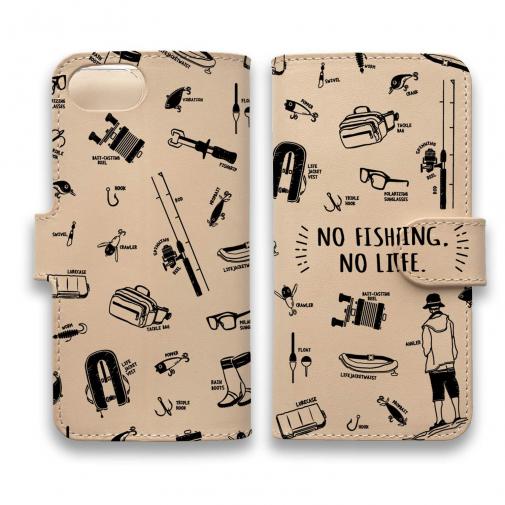 【手帳型】【釣りざんまい】本革 釣りに行く道具