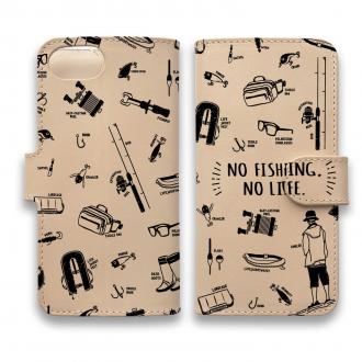 【手帳型】【釣りざんまい】本革 釣りに行く道具