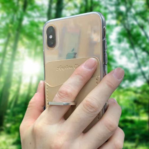 スマホリング＋カードホルダー　ベージュ