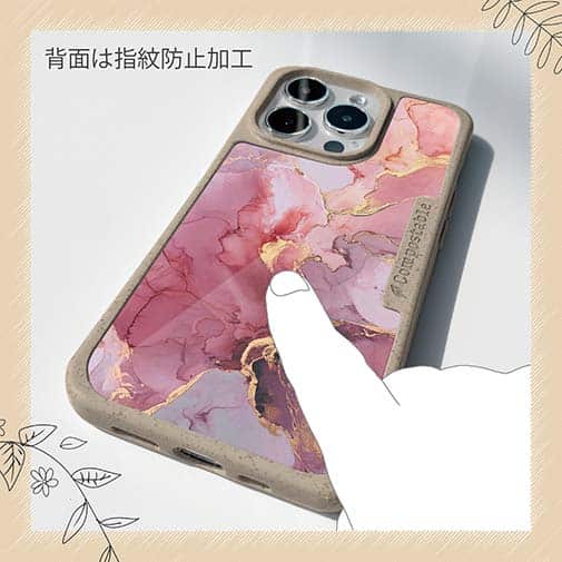 【Compos-Case】マーブル調【ゴールドラメ】 ピンク＆ゴールド