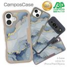 【Compos-Case】くすみカラーマーブル【ラメ】 ブルー＆ゴールド