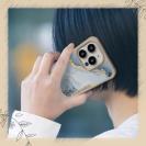 【Compos-Case】くすみカラーマーブル【ラメ】 ブルー＆ゴールド