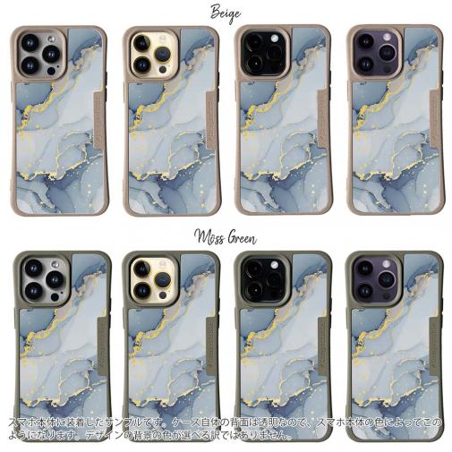 【Compos-Case】くすみカラーマーブル【ラメ】 ブルー＆ゴールド