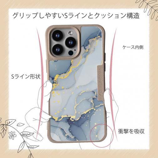 【Compos-Case】くすみカラーマーブル【ラメ】 ブルー＆ゴールド