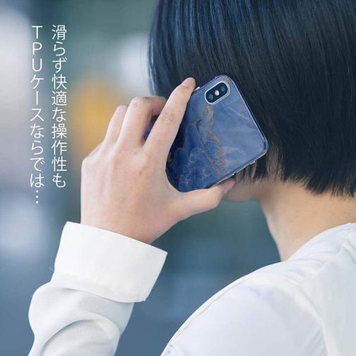 【TPU】マーブル調【ゴールドラメ】 ブルー＆ゴールド