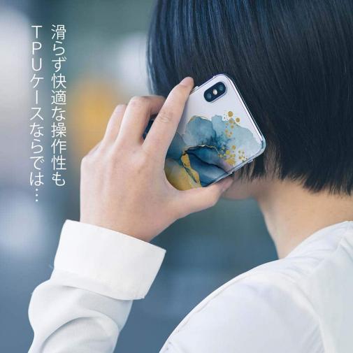 【TPU】北欧デザイン【ラメ】 ブルーマーブル No1