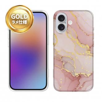 【TPU】くすみカラーマーブル【ラメ】 ピンク＆ゴールド