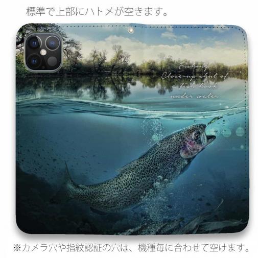 【手帳型ベルトなし】【Stick Case】クローズアップ!　水中でニジマスが掛かった瞬間!