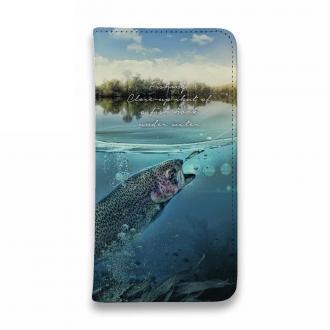 【手帳型ベルトなし】【Stick Case】クローズアップ!　水中でニジマスが掛かった瞬間!