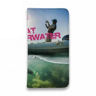 【手帳型ベルトなし】【Stick Case】Fisherman with rod in the boat