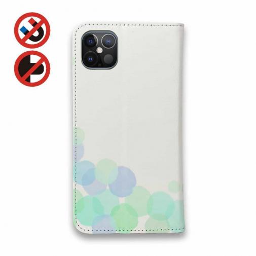 【手帳型ベルトなし】【Stick Case】水彩風の水玉　ブルー