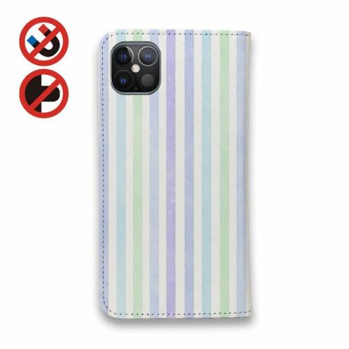 【手帳型ベルトなし】【Stick Case】ストライプ　ブルー