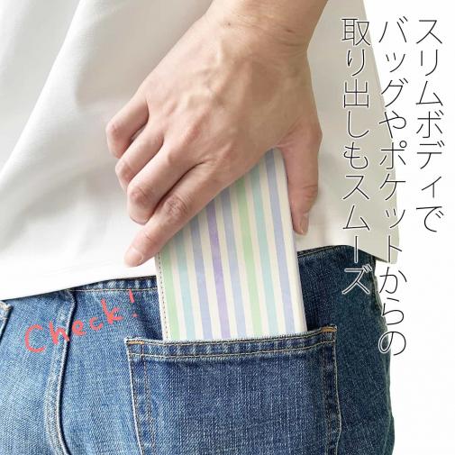 【手帳型ベルトなし】【Stick Case】ストライプ　ブルー