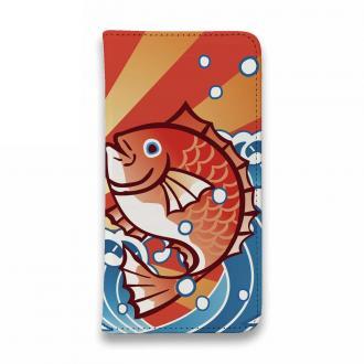 【手帳型ベルトなし】【Stick Case】大漁旗風マダイのイラスト