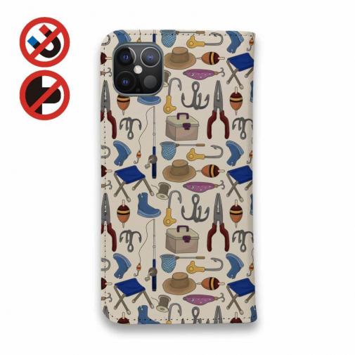 【手帳型ベルトなし】【Stick Case】包装紙で使って欲しい釣りデザイン!