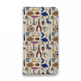 【手帳型ベルトなし】【Stick Case】包装紙で使って欲しい釣りデザイン!