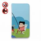 【手帳型ベルトなし】【Stick Case】釣り人とクリップアート