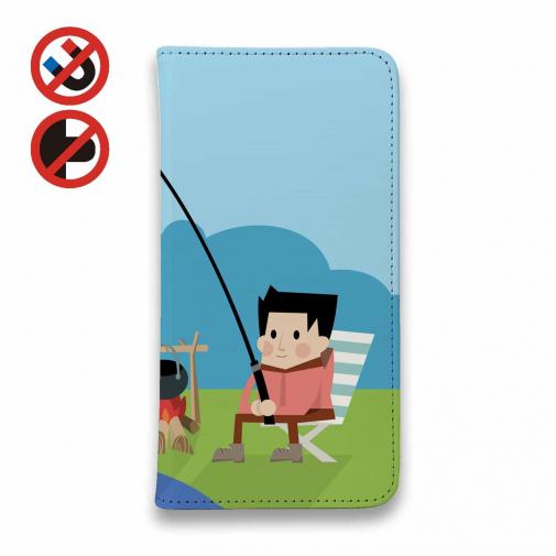 【手帳型ベルトなし】【Stick Case】釣り人とクリップアート