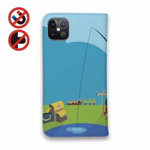 【手帳型ベルトなし】【Stick Case】釣り人とクリップアート