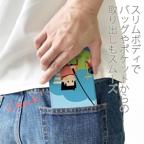 【手帳型ベルトなし】【Stick Case】釣り人とクリップアート