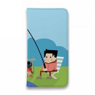 【手帳型ベルトなし】【Stick Case】釣り人とクリップアート