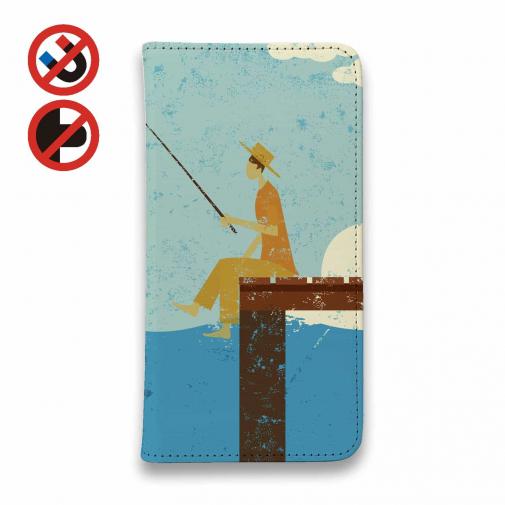 【手帳型ベルトなし】【Stick Case】ドックで釣りを楽しむ　ノーマル