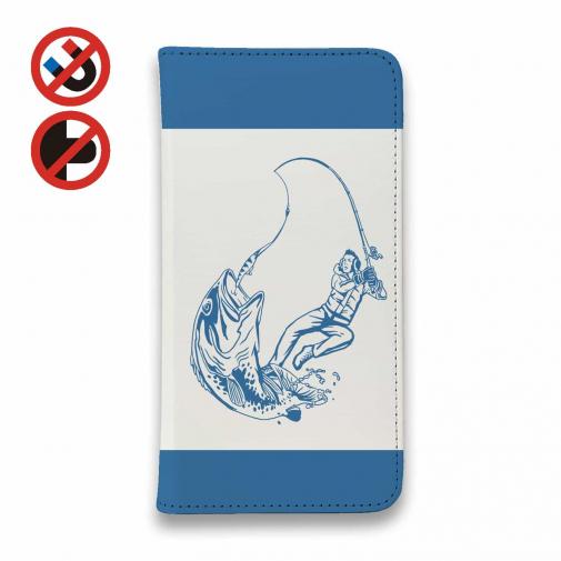 【手帳型ベルトなし】【Stick Case】釣り人のシルエット　バスフィッシング