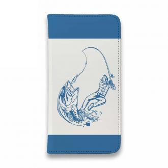 【手帳型ベルトなし】【Stick Case】釣り人のシルエット　バスフィッシング