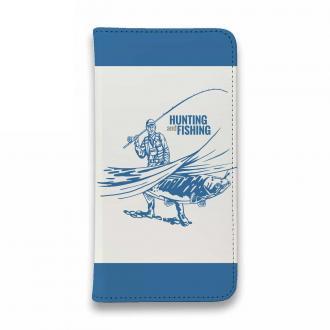 【手帳型ベルトなし】【Stick Case】釣り人のシルエット　サーモンフィッシング