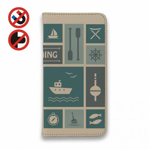 【手帳型ベルトなし】【Stick Case】マス状の釣りアイコン