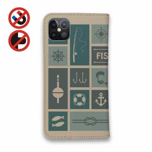 【手帳型ベルトなし】【Stick Case】マス状の釣りアイコン