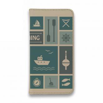 【手帳型ベルトなし】【Stick Case】マス状の釣りアイコン