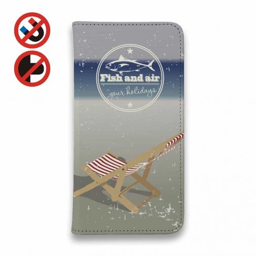 【手帳型ベルトなし】【Stick Case】Fish and air 夏の浜辺