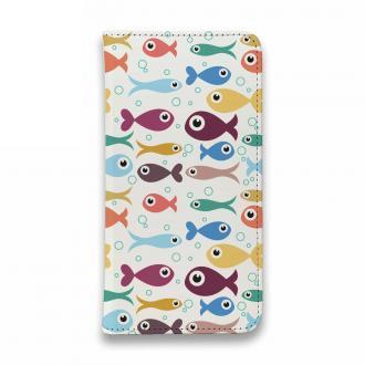 【手帳型ベルトなし】【Stick Case】可愛い魚のシームレスパターン