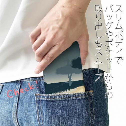 【手帳型ベルトなし】【Stick Case】川岸のフライフィッシャー　ブルー