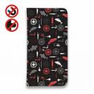 【手帳型ベルトなし】【Stick Case】リールと魚とジグヘッドとワーム　シームレスパターン