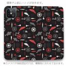 【手帳型ベルトなし】【Stick Case】リールと魚とジグヘッドとワーム　シームレスパターン