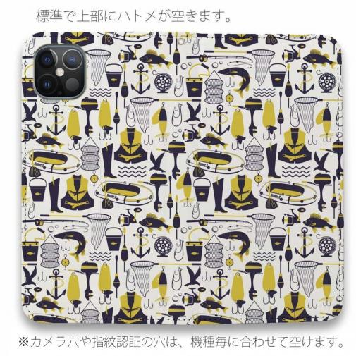 【手帳型ベルトなし】【Stick Case】釣具のシームレスパターン
