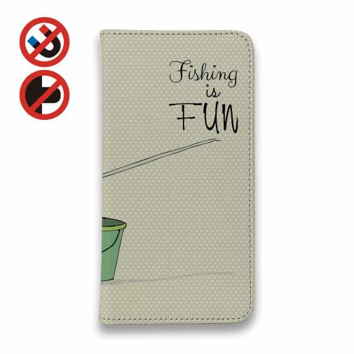 【手帳型ベルトなし】【Stick Case】レトロな可愛い男の子と釣り