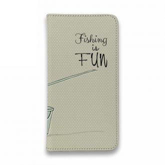 【手帳型ベルトなし】【Stick Case】レトロな可愛い男の子と釣り