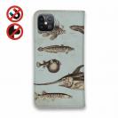 【手帳型ベルトなし】【Stick Case】ビンテージな魚図鑑　ブルー