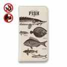 【手帳型ベルトなし】【Stick Case】ビンテージな魚図鑑　レモン