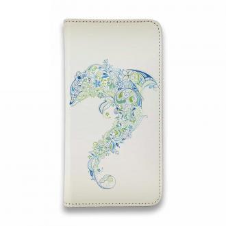 【手帳型ベルトなし】【Stick Case】レトロでトロピカルなイルカ