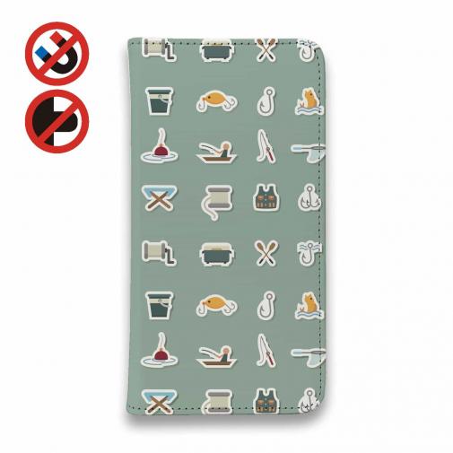 【手帳型ベルトなし】【Stick Case】釣具のアイコン集