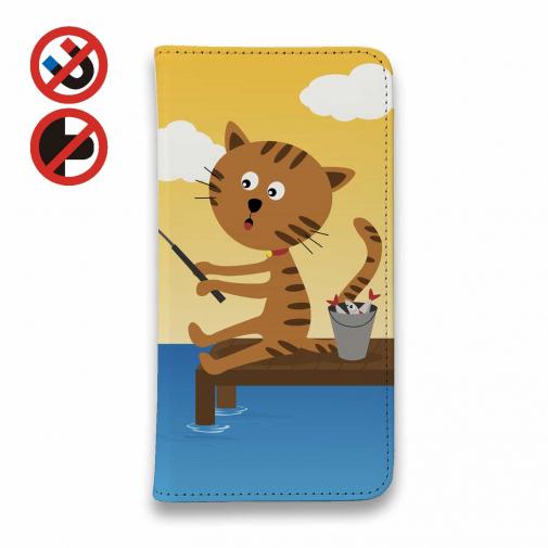 【手帳型ベルトなし】【Stick Case】猫と釣り 晴天なり
