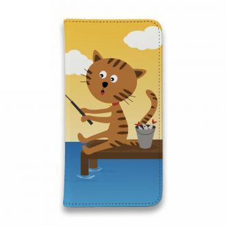【手帳型ベルトなし】【Stick Case】猫と釣り　晴天なり