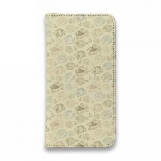 【手帳型ベルトなし】【Stick Case】可愛い魚手書き風　シームレスパターン